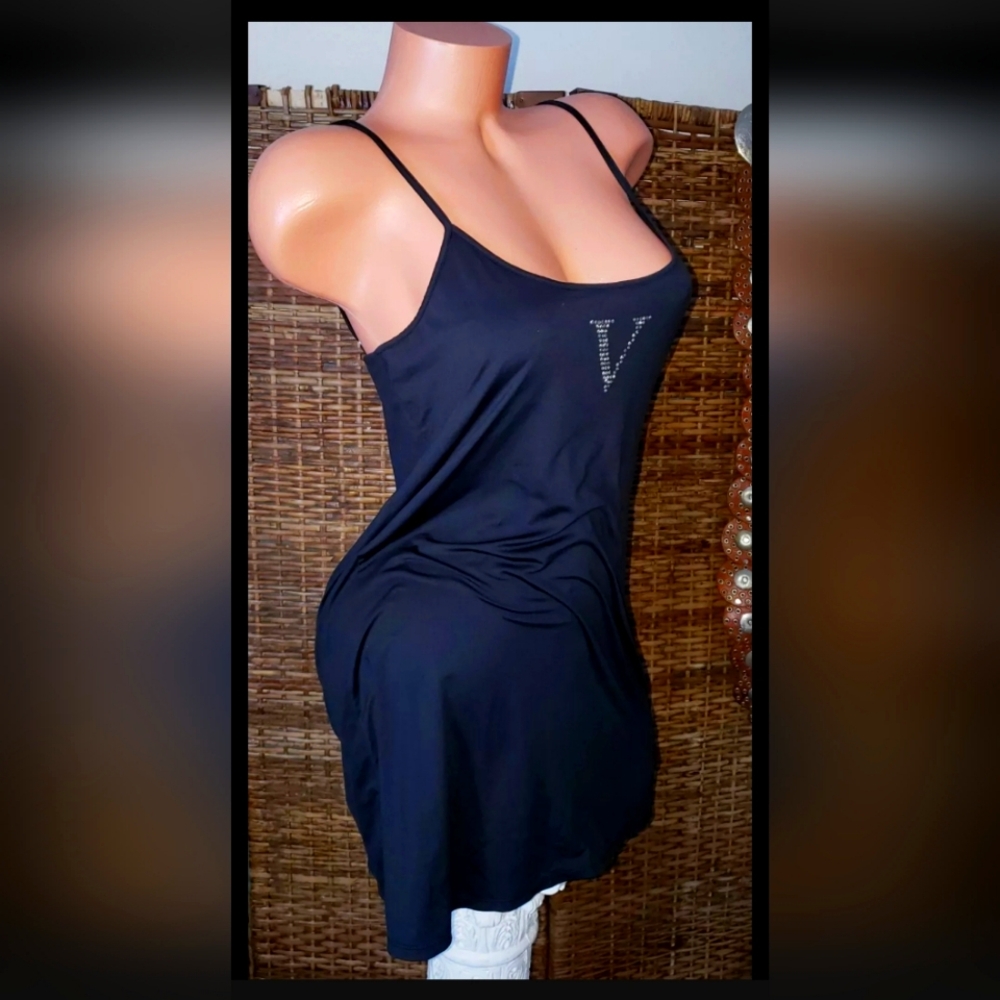 Vintage Y2K Victoria's Secret Monogra Black Shorty Babydoll Lingerie Nighty Sz M